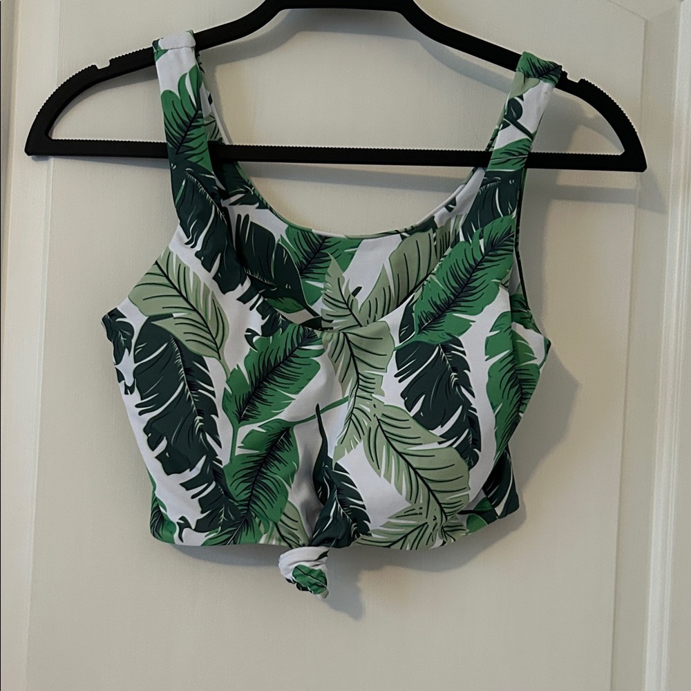 Leaf Print Women's Swim Crop Top
